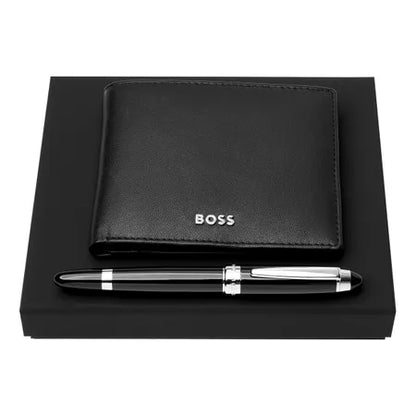 Black Smooth Wallet and Rollerball by Hugo Boss