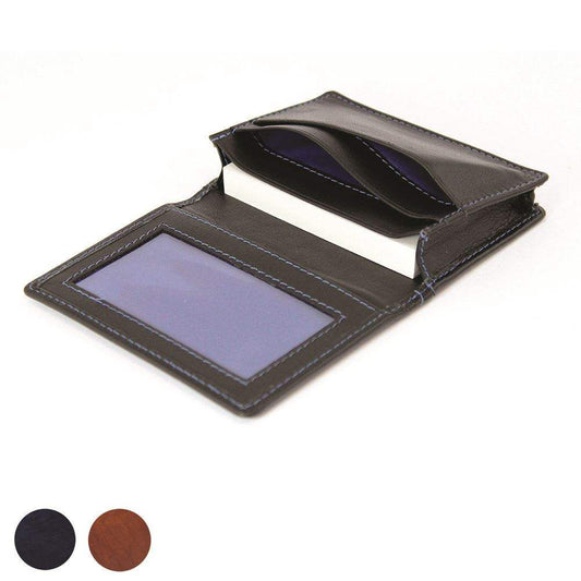 Accent Sandringham Nappa Leather Business Card Holder with Travel or Oyster Card Window