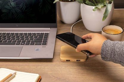 Bamboo 10W Wireless Charger with USB