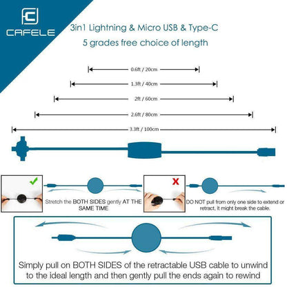 CAFELE Retractable Charging USB Cable