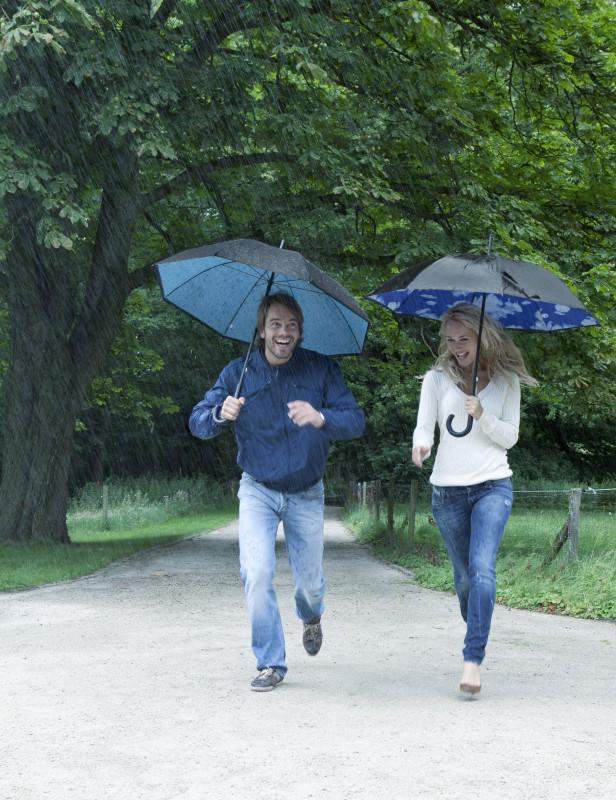 Double Layered Walking Umbrella with Clouds or Rain Drops