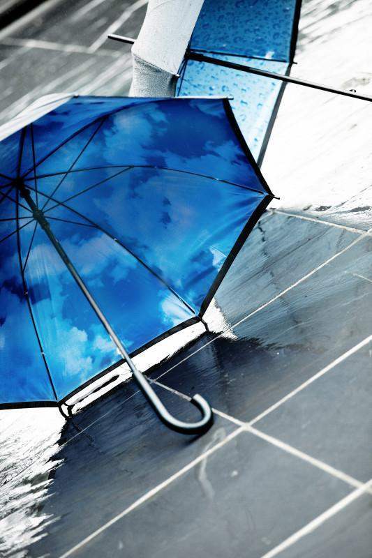 Double Layered Walking Umbrella with Clouds or Rain Drops