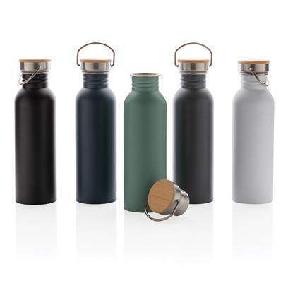 Modern Stainless Steel Bottle with Bamboo Lid