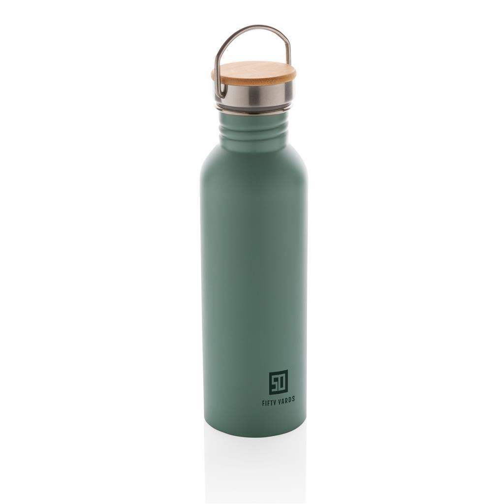 Modern Stainless Steel Bottle with Bamboo Lid