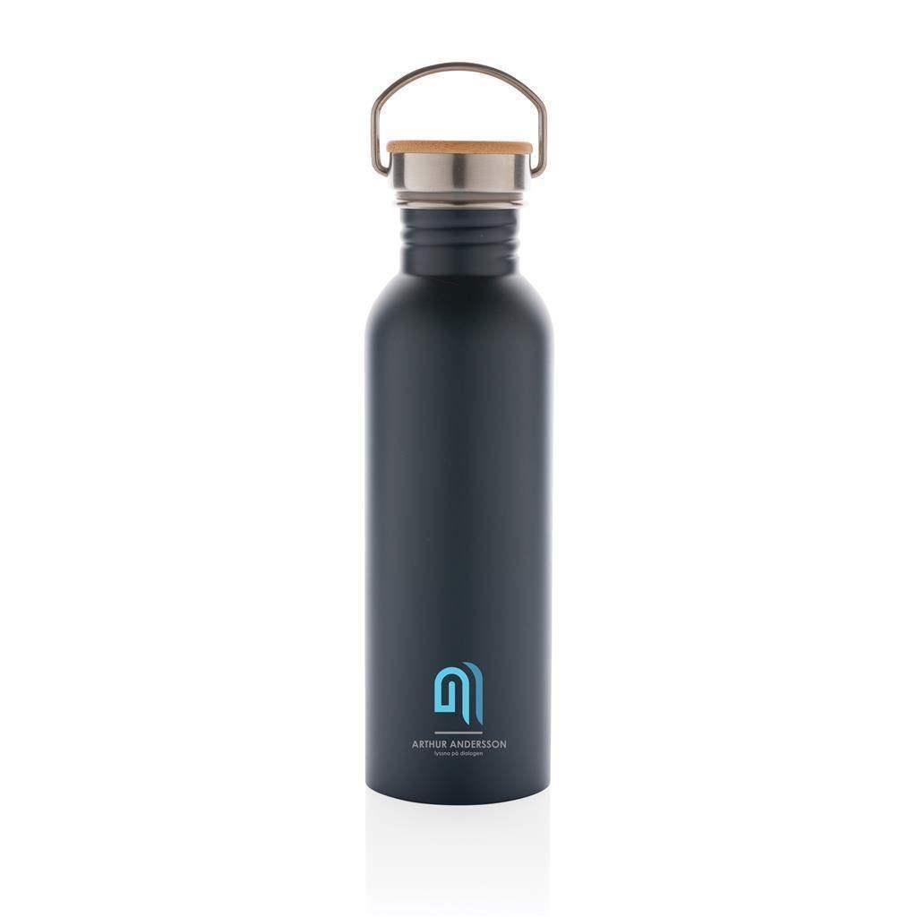 Modern Stainless Steel Bottle with Bamboo Lid