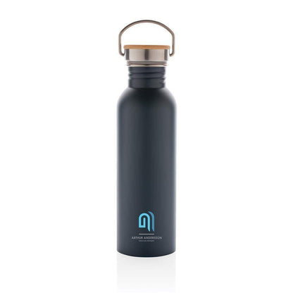 Modern Stainless Steel Bottle with Bamboo Lid