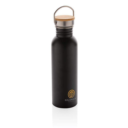 Modern Stainless Steel Bottle with Bamboo Lid